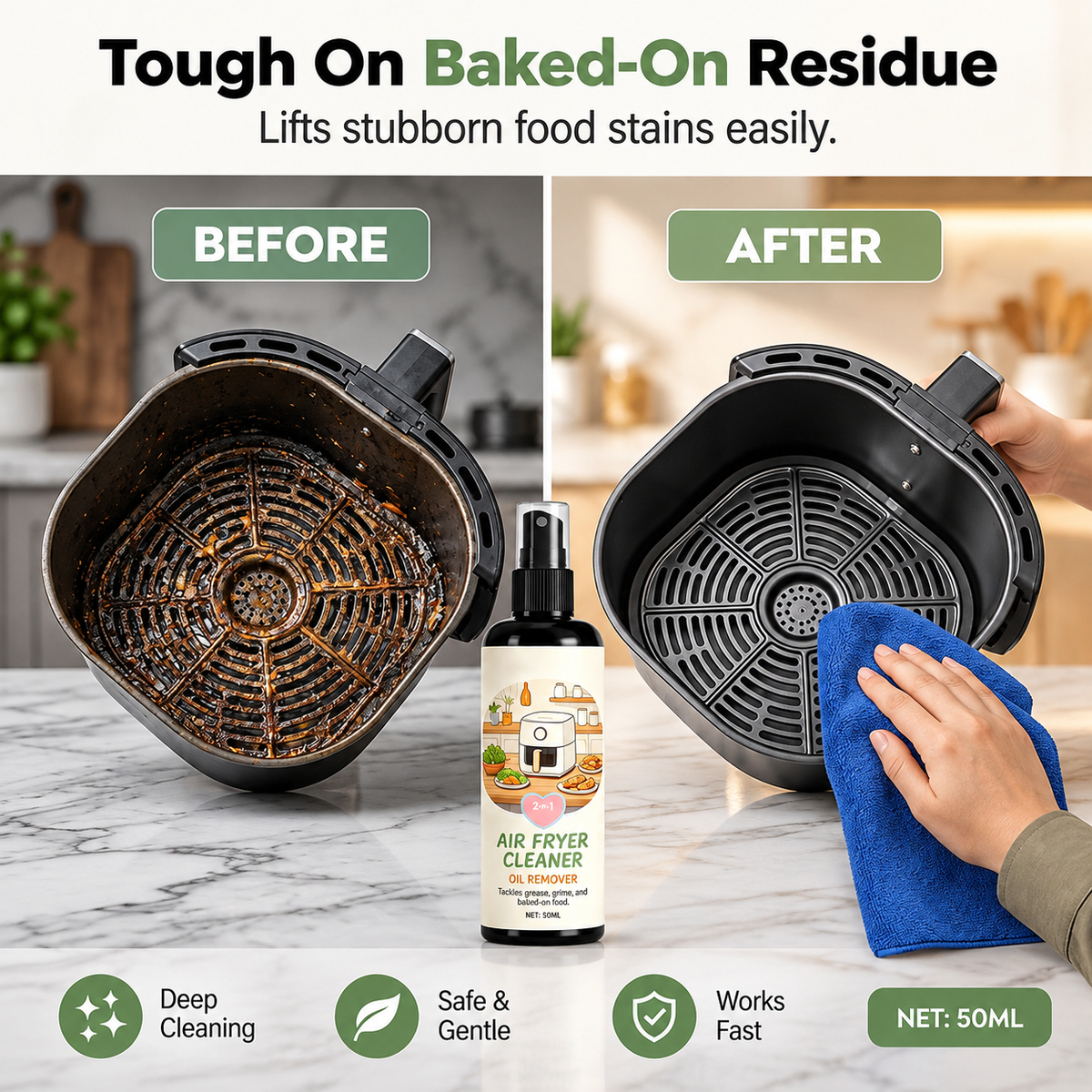 🔥Limited Time Promotion 50% OFF🔥2-in-1 Air Fryer Cleaner and Degreaser Spray-50ml+Towel