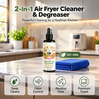🔥Limited Time Promotion 50% OFF🔥2-in-1 Air Fryer Cleaner and Degreaser Spray-50ml+Towel